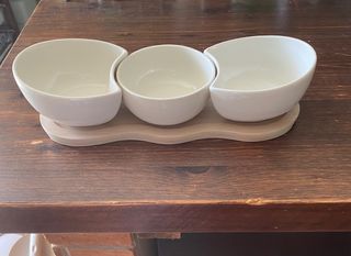 Antipastiera in porcellana e bamboo naturale