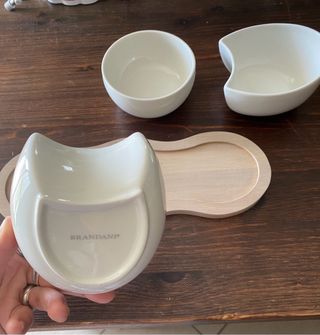 Antipastiera in porcellana e bamboo naturale