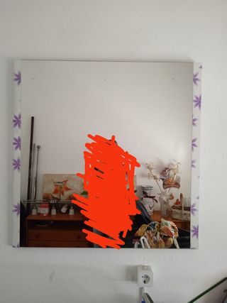 Espejo blanco y morado 70x70