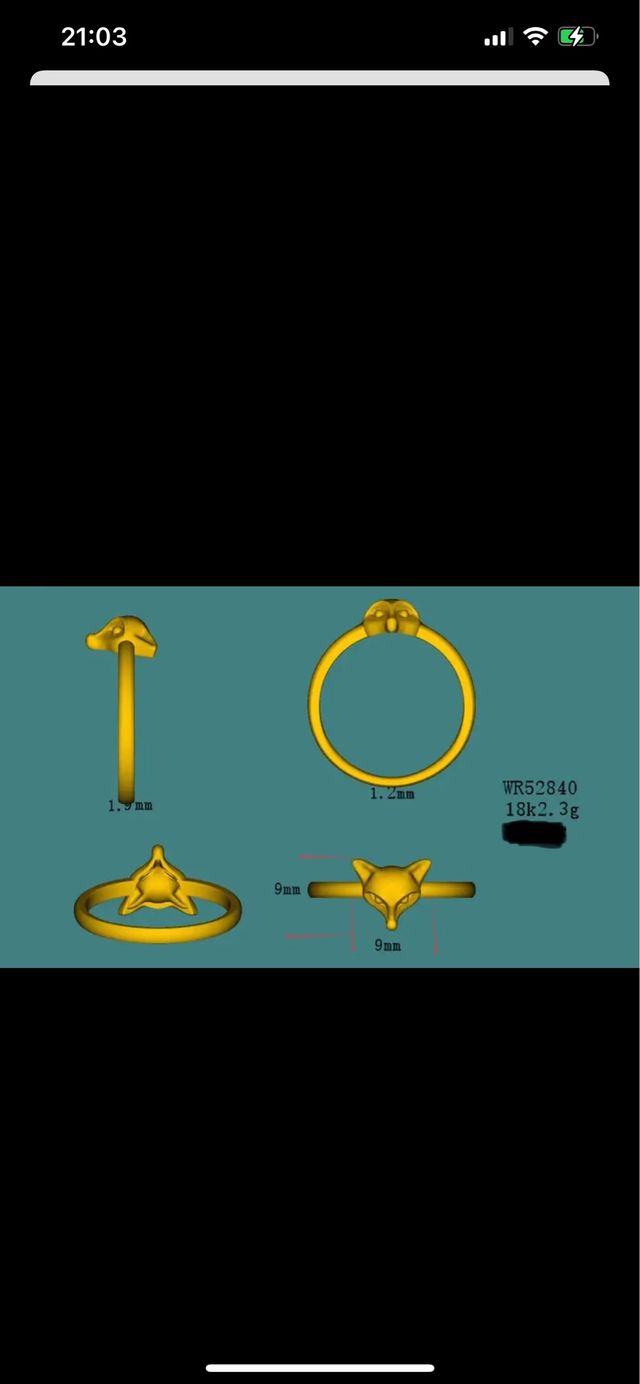 Anillo de zorro de oro 18 kilates