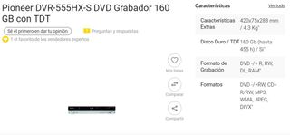 PIONEER dvr-555 HX-S dvd grabador 160 gb hd-tdt