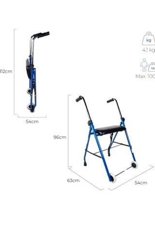 Andador para ancianos, ajustable y plegable,