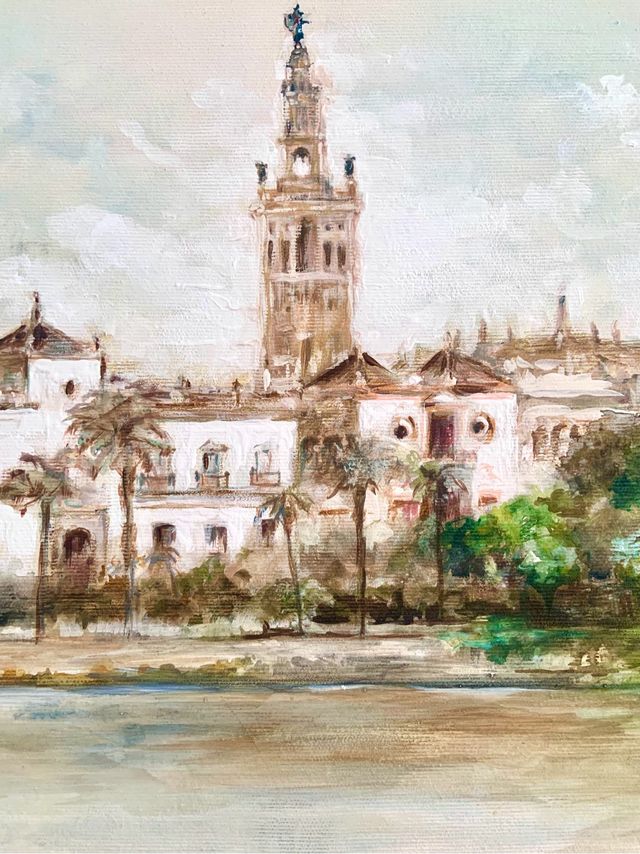 Pintura Vista de Sevilla desde el río.
