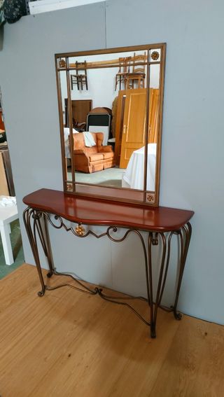 MUEBLE DE ENTRADA DE FORJA Y ESPEJO 