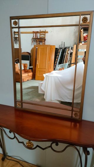 MUEBLE DE ENTRADA DE FORJA Y ESPEJO 