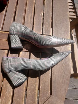 Tacón Zara en tela plastificada Príncipe de Gales 