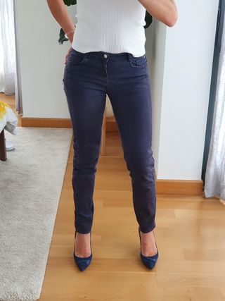 Pantalón Skinny Azul marino Talla 36 Zara 