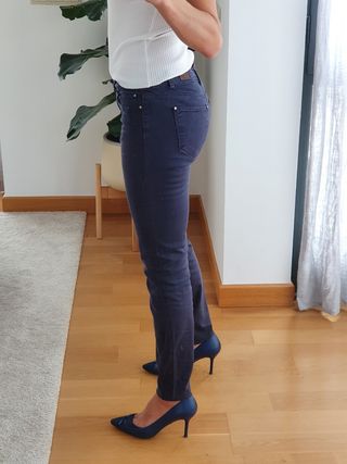 Pantalón Skinny Azul marino Talla 36 Zara 