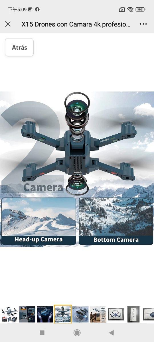 X15 Drones con Camara 4k profesional Adultos, Pleg
