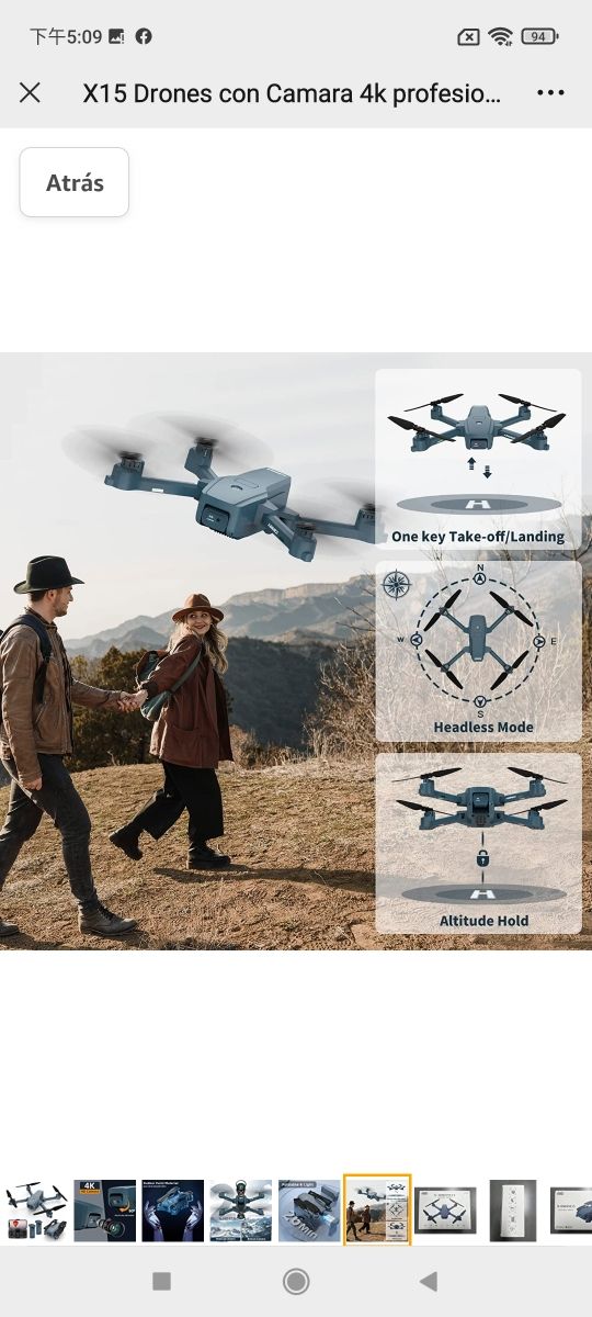 X15 Drones con Camara 4k profesional Adultos, Pleg