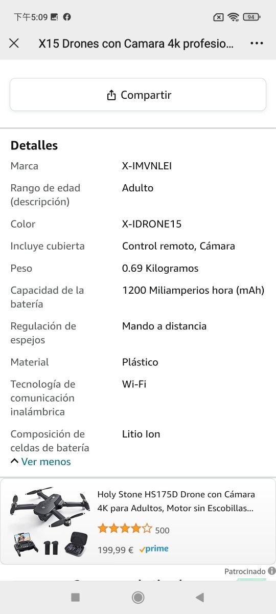 X15 Drones con Camara 4k profesional Adultos, Pleg