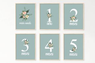Tarjetas cumple mes. Regalo para bebés