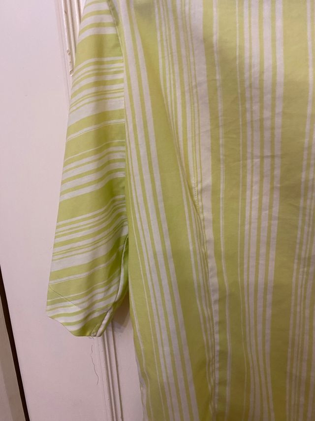 Camisa mujer manga corta rayas blanco y verde