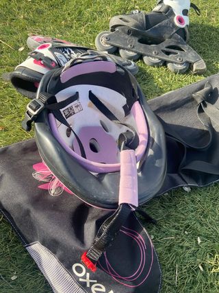 Patines con funda de transporte y casco