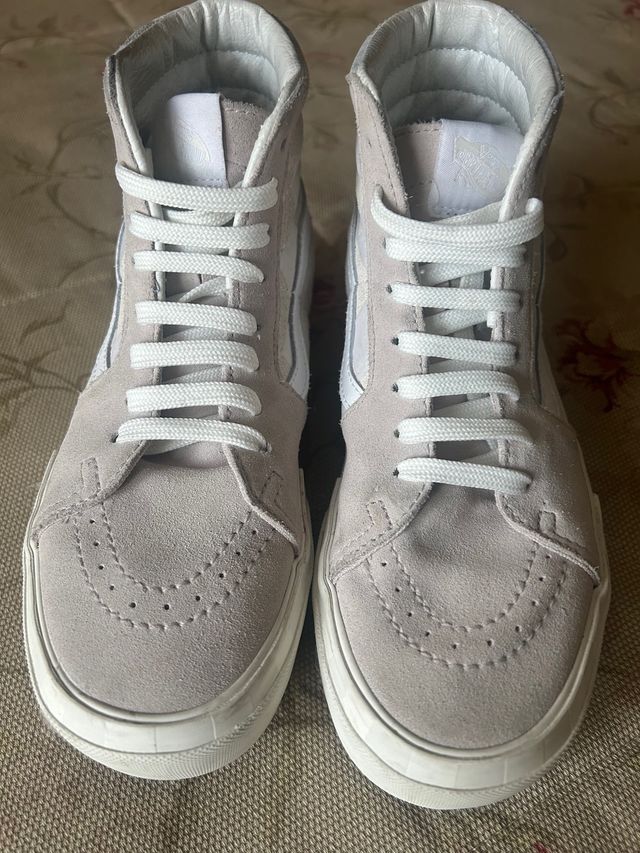 Vans de bota con plataforma blanco y rosa palo