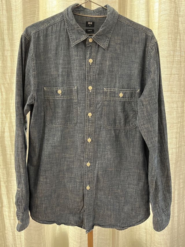 Camisa azul denim Uniqlo Slim Fit T.M