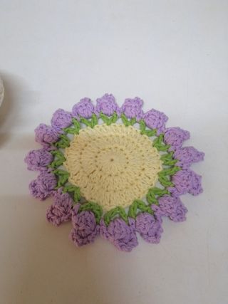 juego posa vasos flores crochet