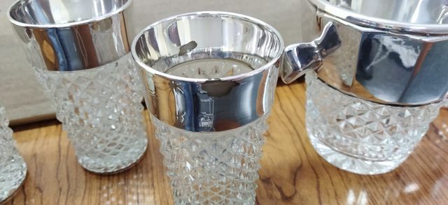 1 secchiello e 5 bicchieri Anello in vetro e argento