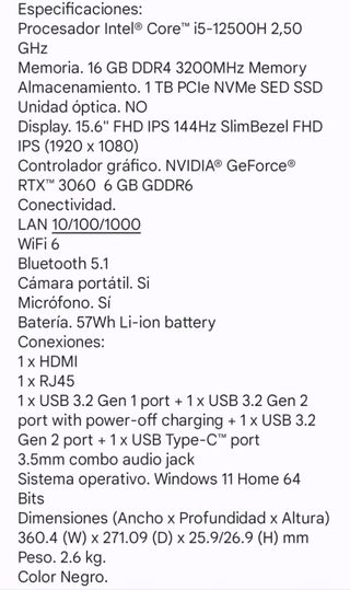 Ordenador Portátil Acer Nitro 5.