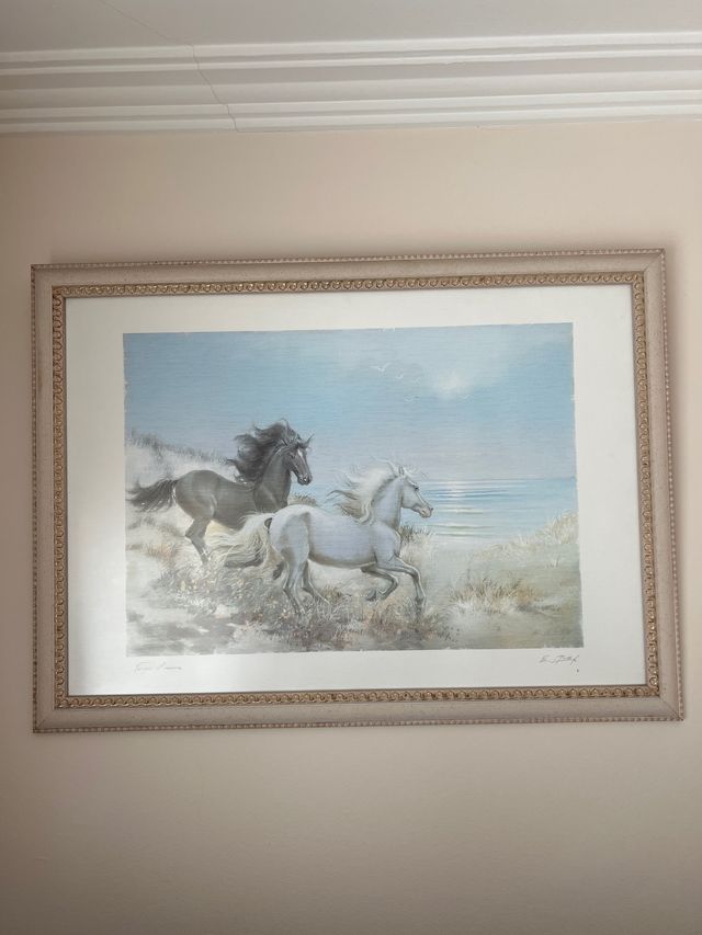 Cuadro lamina madera rosa y dorado