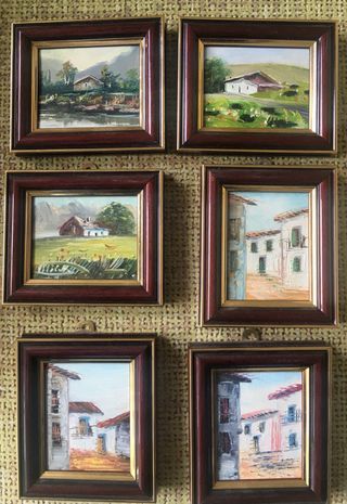 Seis mini cuadros óleo (paisajes)