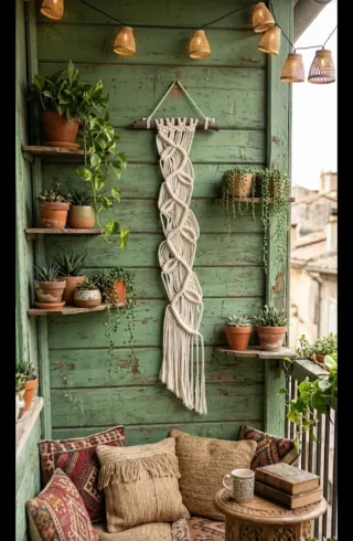 Arazzo macrame handmade fatto a mano Foglie Boho