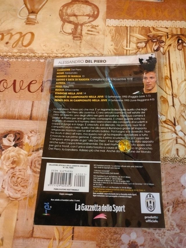 spilla Alessandro del Piero Juventus 2006
