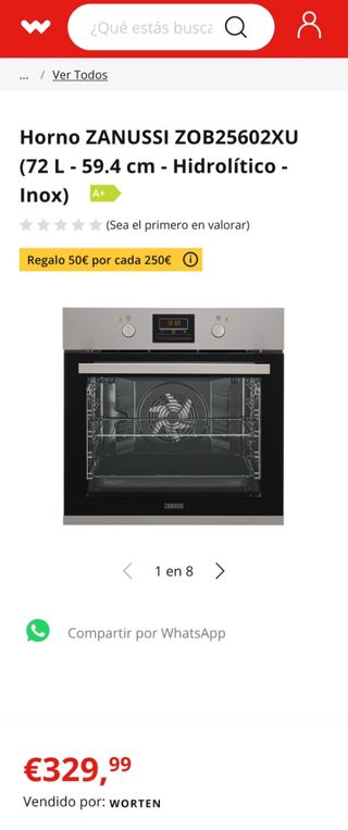 Horno Hidrolitico Inox Zanussi Zob25602 Como Nuevo