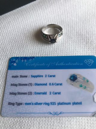 Anillo de plata 925 con diamante y sapphire