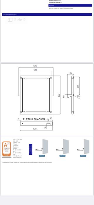 Espejo Reclinable fabricado en aluminio