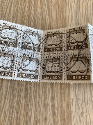 20 Marche da bollo per atti giudiziari lire 500