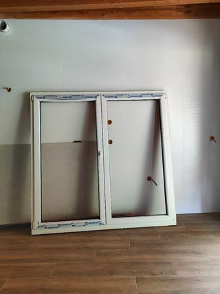 Ventana PVC 2 hojas, blanco/embero