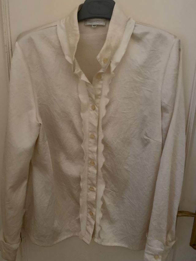 Camisa mujer manga larga blanco roto