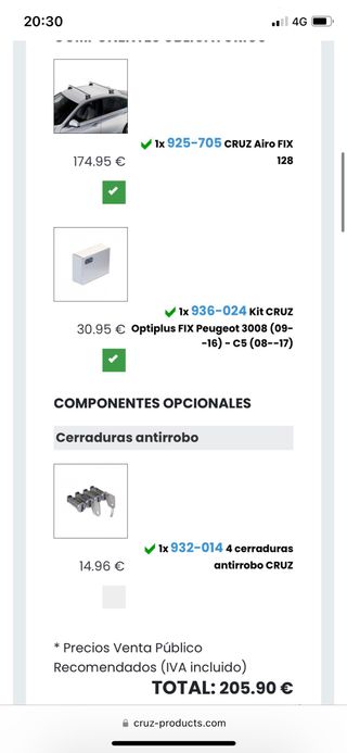 Barras portaequipajes y Portabicis techo