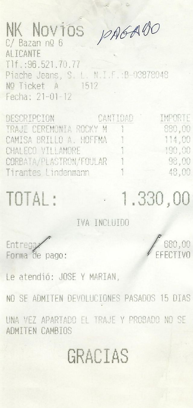 Traje de boda hombre