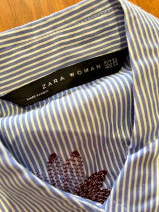 Camisa rayas con bordados Zara