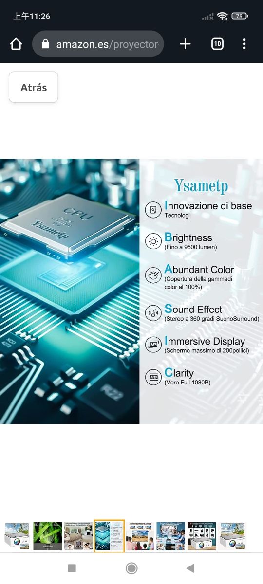 Mini proyector 5G+WiFi Full HD 1080P Video Project