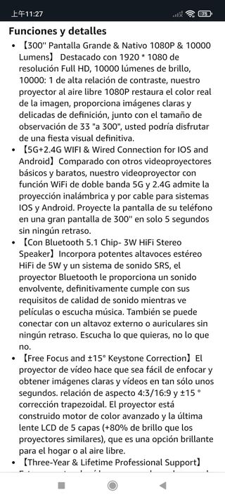 Mini proyector 5G+WiFi Full HD 1080P Video Project