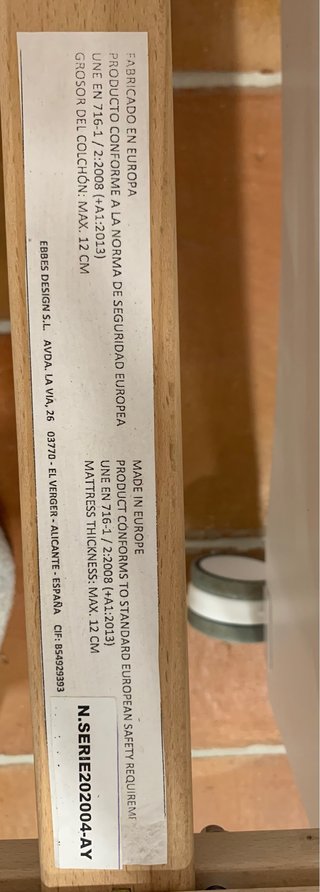 Cuna blanca de madera + colchón
