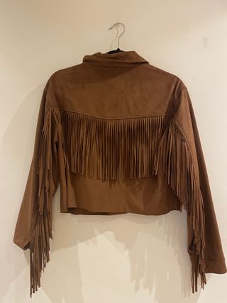 Cazadora marrón antelina de flecos 