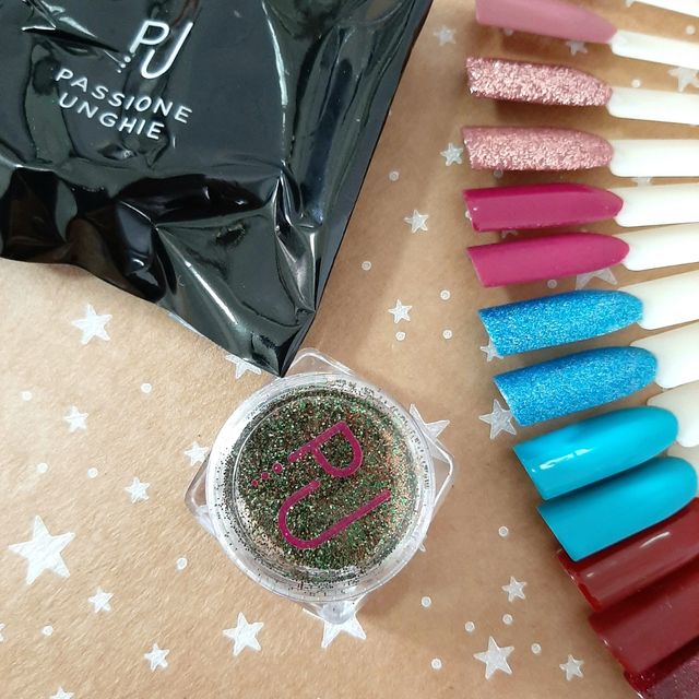 🔴 Glitter verde/oro Passione Unghie