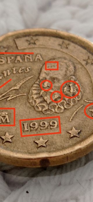 A6 - Error , 20 Céntimos España 1999 .