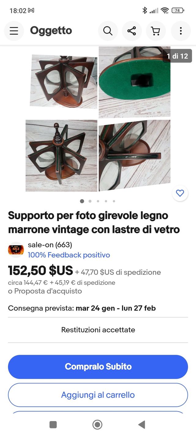 Porta foto vintage girevole per 12 foto