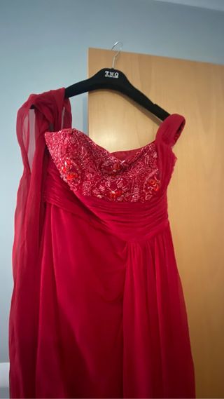Vestido fiesta rojo , rosa clara , talla 44 
