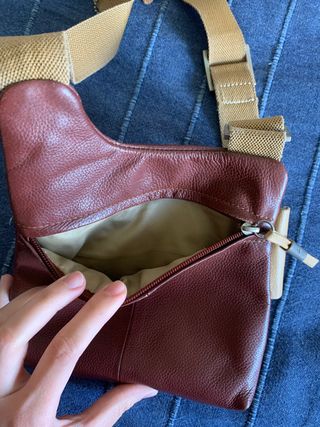 Bolso de piel, cuero granate auténtico NUEVO