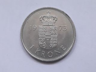 1973 Dinamarca, 1 corona