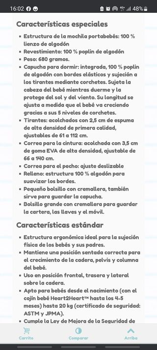 Mochila porta bebés ergobaby 100% algodon