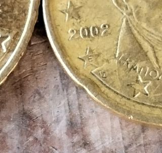 Monedas de Grecia año 2002 con cecas