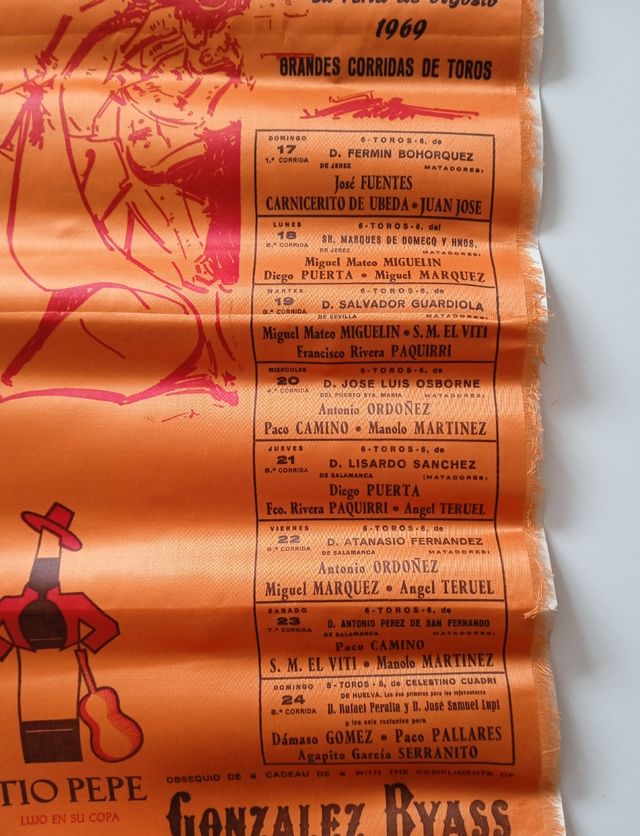 Cartel de toros de raso 1969