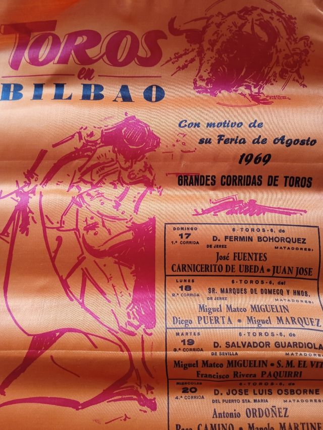 Cartel de toros de raso 1969